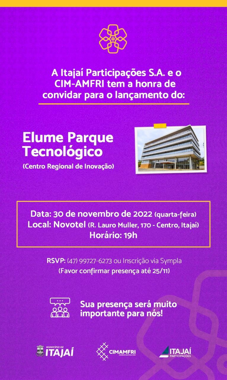 Read more about the article AVISO DE PAUTA: Lançamento do ELUME Parque Tecnológico